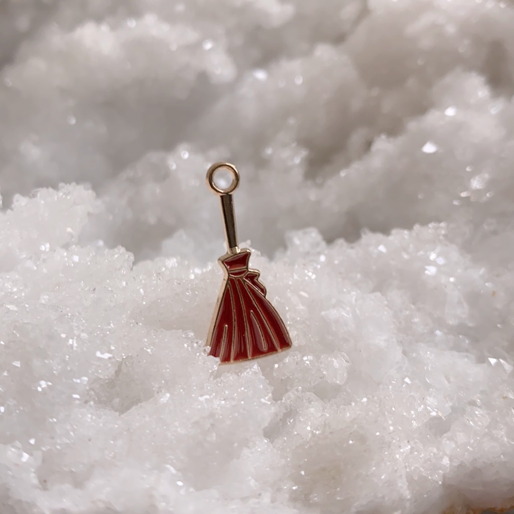 3/$30 Witches Broom Gold Plated Enamel Charm